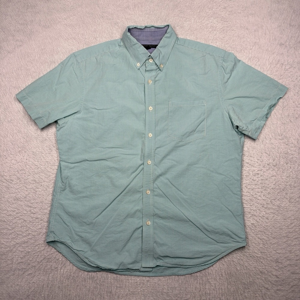 Banana Republic Soft Wash Short Sleeve Button Front Shirt Green Men's Large